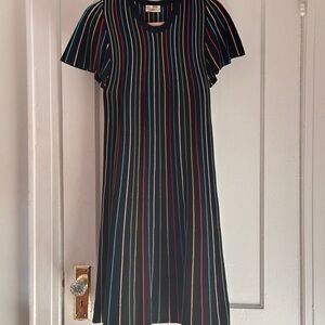 Valentino (Red) Striped Black Knit Multicolor Women's Dress S/M